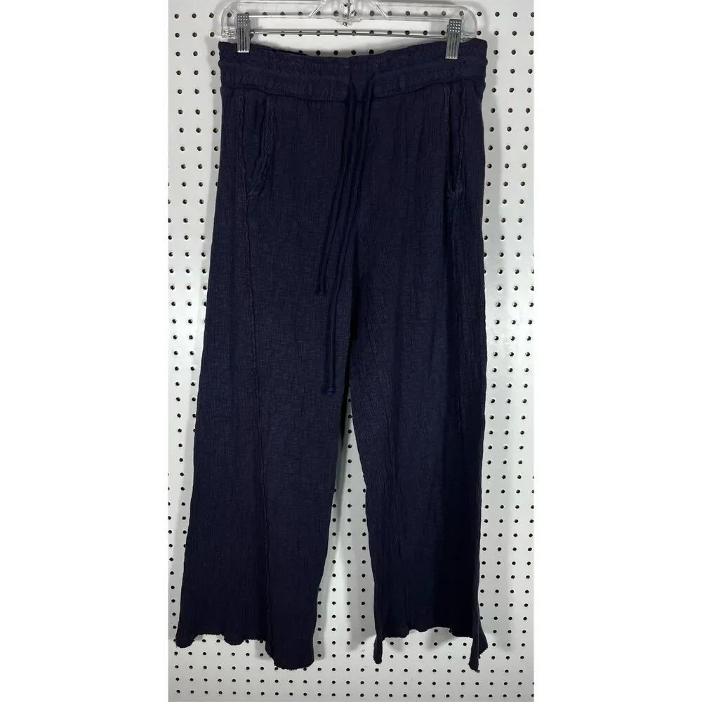 Anthropologie Daily Practice Dark Purple Textured Wide Leg Pants size XS